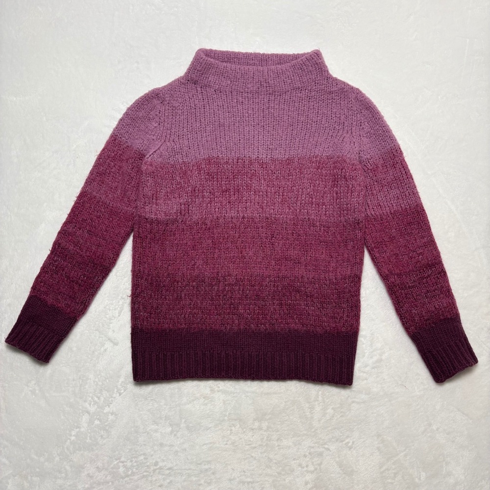 Weekend Max Mara Ombré Gradient Mohair Knit Mock Neck Sweater Plum Pink Luxe M